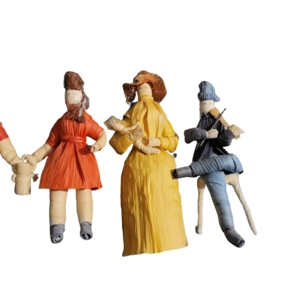 CORN HUSK Vintage handmade corn husk group family 5. hand crafted - Picture 3 of 15